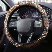 Fijian Masi Tribal Tattoos Art Pattern Steering Wheel Cover Brown Color Half Style LT03 - Polynesian Pride