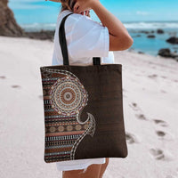 Fijian Masi Tribal Tattoos Art Pattern Tote Bag Brown Color Half Style - Polynesian Pride