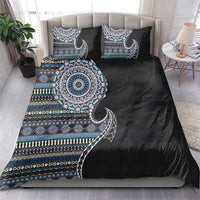 Fijian Masi Tribal Tattoos Art Pattern Bedding Set Navy Color Half Style - Polynesian Pride