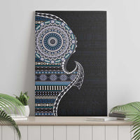 Fijian Masi Tribal Tattoos Art Pattern Canvas Wall Art Navy Color Half Style - Polynesian Pride