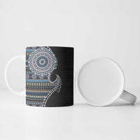 Fijian Masi Tribal Tattoos Art Pattern Ceramic Mug Navy Color Half Style - Polynesian Pride