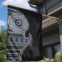 Fijian Masi Tribal Tattoos Art Pattern Garden Flag Navy Color Half Style - Polynesian Pride