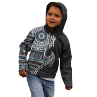 Fijian Masi Tribal Tattoos Art Pattern Kid Hoodie Navy Color Half Style - Polynesian Pride