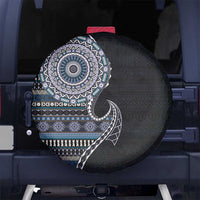 Fijian Masi Tribal Tattoos Art Pattern Spare Tire Cover Navy Color Half Style LT03 No hole Navy - Polynesian Pride