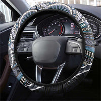 Fijian Masi Tribal Tattoos Art Pattern Steering Wheel Cover Navy Color Half Style LT03 - Polynesian Pride