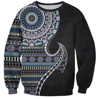 Fijian Masi Tribal Tattoos Art Pattern Sweatshirt Navy Color Half Style LT03 Unisex Navy - Polynesian Pride