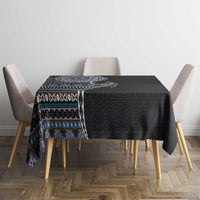 Fijian Masi Tribal Tattoos Art Pattern Tablecloth Navy Color Half Style - Polynesian Pride