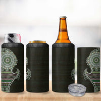 Fijian Masi Tribal Tattoos Art Pattern 4 in 1 Can Cooler Tumbler Green Color Half Style - Polynesian Pride