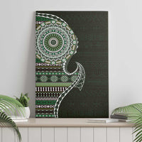 Fijian Masi Tribal Tattoos Art Pattern Canvas Wall Art Green Color Half Style - Polynesian Pride
