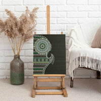 Fijian Masi Tribal Tattoos Art Pattern Canvas Wall Art Green Color Half Style - Polynesian Pride