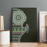 Fijian Masi Tribal Tattoos Art Pattern Canvas Wall Art Green Color Half Style - Polynesian Pride