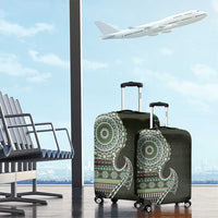 Fijian Masi Tribal Tattoos Art Pattern Luggage Cover Green Color Half Style - Polynesian Pride