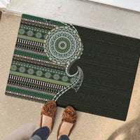 Fijian Masi Tribal Tattoos Art Pattern Rubber Doormat Green Color Half Style - Polynesian Pride