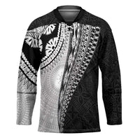 Fijian Masi Tattoos Hockey Jersey with Tapa Tribal Pattern LT03 Unisex White - Polynesian Pride