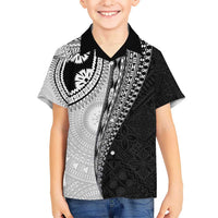 Fijian Masi Tattoos Kid Hawaiian Shirt with Tapa Tribal Pattern LT03 Kid White - Polynesian Pride