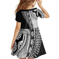 Fijian Masi Tattoos Kid Short Sleeve Dress with Tapa Tribal Pattern - Polynesian Pride