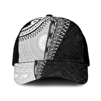 Fijian Masi Tattoos Mesh Trucker Cap with Tapa Tribal Pattern LT03 One Size Black White - Polynesian Pride