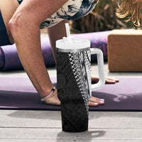 Fijian Masi Tattoos Tumbler With Handle with Tapa Tribal Pattern - Polynesian Pride