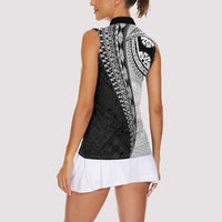 Fijian Masi Tattoos Women Sleeveless Polo Shirt with Tapa Tribal Pattern LT03 - Polynesian Pride