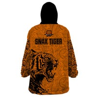 PNG Lae Snax Tigers Rugby Wearable Blanket Hoodie The Tigers Head and PNG Bird Polynesian Tattoo LT03 - Polynesian Pride