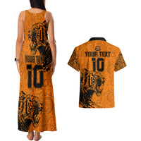 Custom PNG Lae Snax Tigers Rugby Couples Matching Tank Maxi Dress and Hawaiian Shirt The Tigers Head and PNG Bird Polynesian Tattoo LT03 - Polynesian Pride