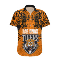 Custom PNG Lae Snax Tigers Rugby Hawaiian Shirt The Tigers Head and PNG Bird Polynesian Tattoo LT03 Orange - Polynesian Pride