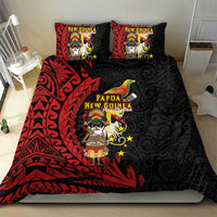 Papua New Guinea Christmas Bedding Set Funny Melanesian Santa with Bird-of-paradise Tribal Style - Polynesian Pride