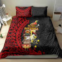 Papua New Guinea Christmas Bedding Set Funny Melanesian Santa with Bird-of-paradise Tribal Style - Polynesian Pride