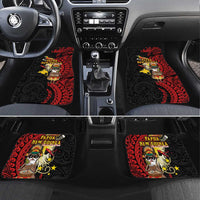Papua New Guinea Christmas Car Mats Funny Melanesian Santa with Bird-of-paradise Tribal Style - Polynesian Pride