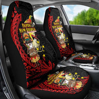 Papua New Guinea Christmas Car Seat Cover Funny Melanesian Santa with Bird-of-paradise Tribal Style - Polynesian Pride