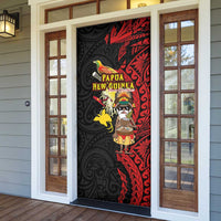 Papua New Guinea Christmas Door Cover Funny Melanesian Santa with Bird-of-paradise Tribal Style - Polynesian Pride