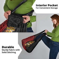 Papua New Guinea Christmas Grocery Bag Funny Melanesian Santa with Bird-of-paradise Tribal Style - Polynesian Pride