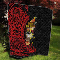 Papua New Guinea Christmas Quilt Funny Melanesian Santa with Bird-of-paradise Tribal Style - Polynesian Pride