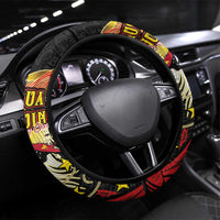 Papua New Guinea Christmas Steering Wheel Cover Funny Melanesian Santa with Bird-of-paradise Tribal Style - Polynesian Pride