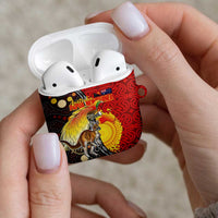 Australia and Papua New Guinea Together AirPods Case Bird-of-paradise and Kangaroo with Oro Tapa and Aboriginal Art Motifs - Polynesian Pride