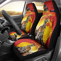 Australia and Papua New Guinea Together Car Seat Cover Bird-of-paradise and Kangaroo with Oro Tapa and Aboriginal Art Motifs - Polynesian Pride