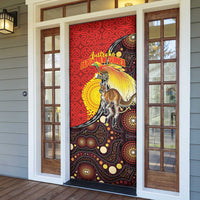 Australia and Papua New Guinea Together Door Cover Bird-of-paradise and Kangaroo with Oro Tapa and Aboriginal Art Motifs - Polynesian Pride