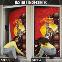 Australia and Papua New Guinea Together Door Cover Bird-of-paradise and Kangaroo with Oro Tapa and Aboriginal Art Motifs - Polynesian Pride