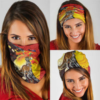 Australia and Papua New Guinea Together Neck Gaiter Bird-of-paradise and Kangaroo with Oro Tapa and Aboriginal Art Motifs - Polynesian Pride