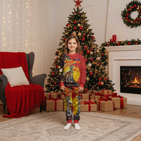 Australia and Papua New Guinea Together Christmas Pajama Set Bird-of-paradise and Kangaroo with Oro Tapa and Aboriginal Art Motifs - Polynesian Pride