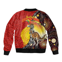 Australia and Papua New Guinea Together Sleeve Zip Bomber Jacket Bird-of-paradise and Kangaroo with Oro Tapa and Aboriginal Art Motifs - Polynesian Pride