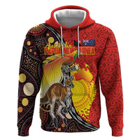 Australia and Papua New Guinea Together Zip Hoodie Bird-of-paradise and Kangaroo with Oro Tapa and Aboriginal Art Motifs - Polynesian Pride