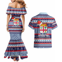 fiji-christmas-couples-matching-mermaid-dress-and-hawaiian-shirt-fijian-santa-and-coat-of-arms-mix-tapa-pattern-striped-style