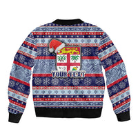 custom-fiji-christmas-sleeve-zip-bomber-jacket-fijian-santa-and-coat-of-arms-mix-tapa-pattern-striped-style