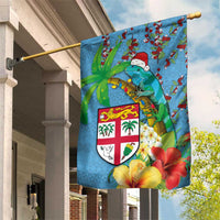 Fijians Iguana Tagimoucia Christmas Garden Flag Christmas Palm Tree and Hibiscus LT03 House Flag Blue - Polynesian Pride