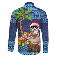 The Funny Santa Wears Sulu Christmas Family Matching Tank Maxi Dress and Hawaiian Shirt Fijian Christmas Palm Tree With Masi Art Tattoo LT03 - Polynesian Pride