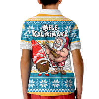 Hawaii Mele Kalikimaka Kid Polo Shirt Funny Santa and Coconut Mix Kakau Pattern LT03 - Polynesian Pride
