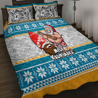 Hawaii Mele Kalikimaka Quilt Bed Set Funny Santa and Coconut Mix Kakau Pattern LT03 - Polynesian Pride