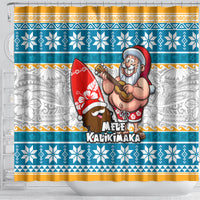 Hawaii Mele Kalikimaka Shower Curtain Funny Santa and Coconut Mix Kakau Pattern LT03 - Polynesian Pride