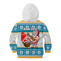 Custom Hawaii Mele Kalikimaka Kid Hoodie Funny Santa and Coconut Mix Kakau Pattern LT03 - Polynesian Pride
